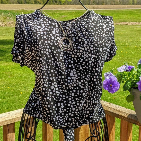 Rafaella B/W tie front polka dot top Size M - Picture 4 of 8